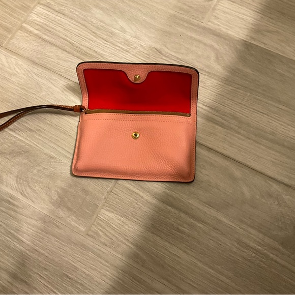 Dooney & Bourke Pink Leather Clutch with Gold Hardware